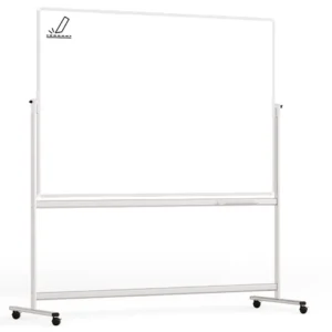 Mobile pivoting double sided whiteboard dry erase ceramic surface aluminium frame & stand 180x120 cm P3