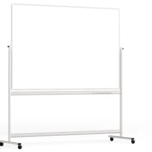 Mobile pivoting double sided whiteboard dry erase magnetic surface aluminium frame & stand 180x120 cm