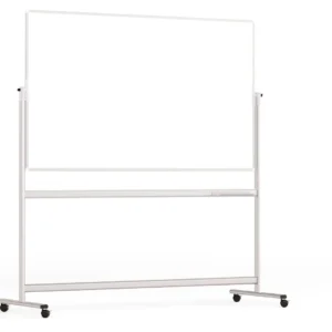 Mobile pivoting double sided whiteboard dry erase magnetic surface aluminium frame & stand 170x100 cm