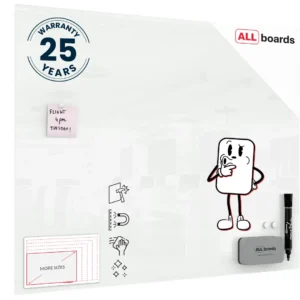 Magnetic glass board 100x80 cm CLASSIC WHITE + with Bonus Accessories