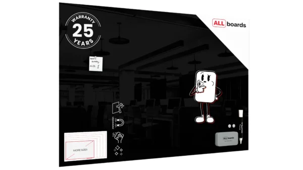 Magnetic glass board 150x100 cm BLACK + with Bonus Accessories