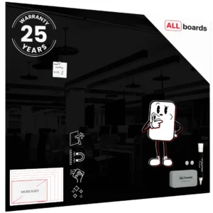 Magnetic glass board 150x120 cm BLACK + with Bonus Accessories