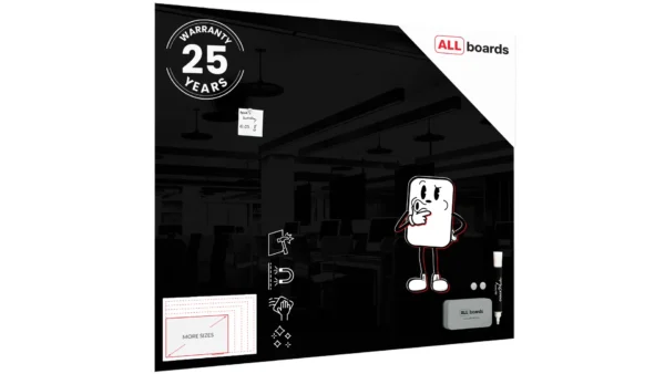 Magnetic glass board 150x120 cm BLACK + with Bonus Accessories