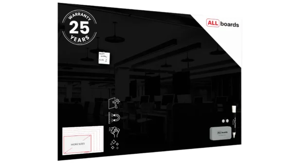 Magnetic glass board 180x120 cm BLACK + with Bonus Accessories