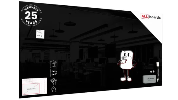 Magnetic glass board 200x100 cm BLACK + with Bonus Accessories