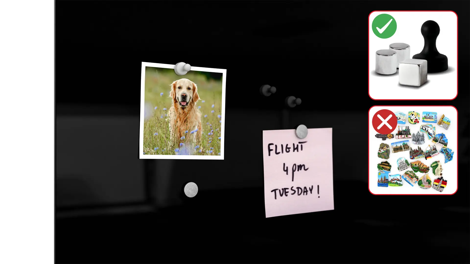 50x50cm black magnetic glass board- frameless glass board, tempered glass suitable for neodymium magnets + with Bonus Accessories - Image 5