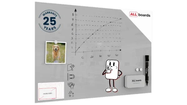 60x40cm grey magnetic glass board - frameless glass board, tempered glass suitable for neodymium magnets