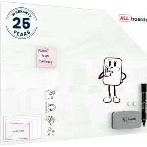 Magnetic glass board 80x60 cm CLASSIC WHITE + with Bonus Accessories