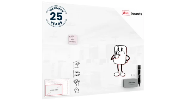 Magnetic glass board 120x90 cm PREMIUM SUPERWHITE (super white) + with Bonus Accessories