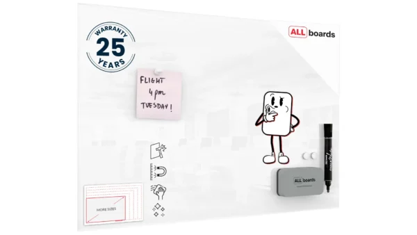 Magnetic glass board 60x40 cm PREMIUM SUPERWHITE (super white) + with Bonus Accessories