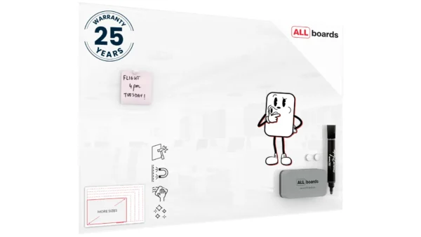 Magnetic glass board 90x60 cm PREMIUM SUPERWHITE (super white) + with Bonus Accessories