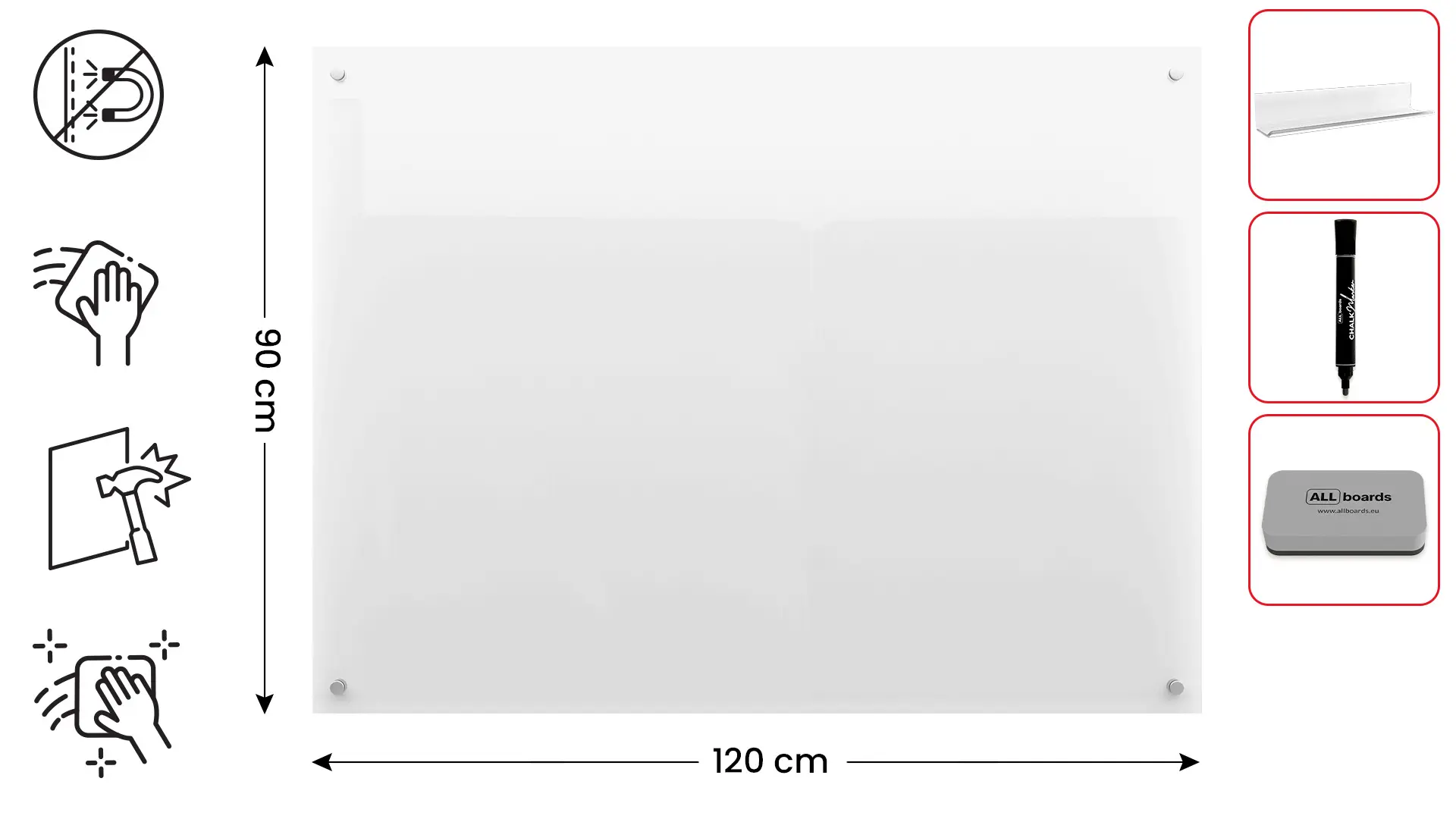 Glass board 120x90 cm TRANSPARENT - Image 2