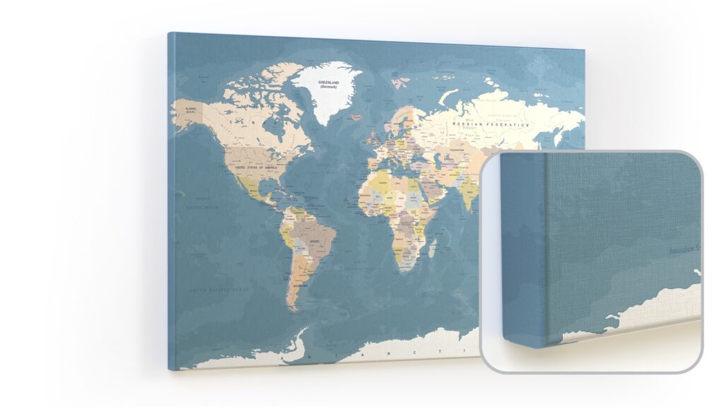 CANVASboards Magnetic Painting 90x60 cm - World Map