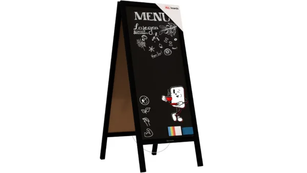 Black pavement Chalkboard with black varnished wooden frame 150x61 cm