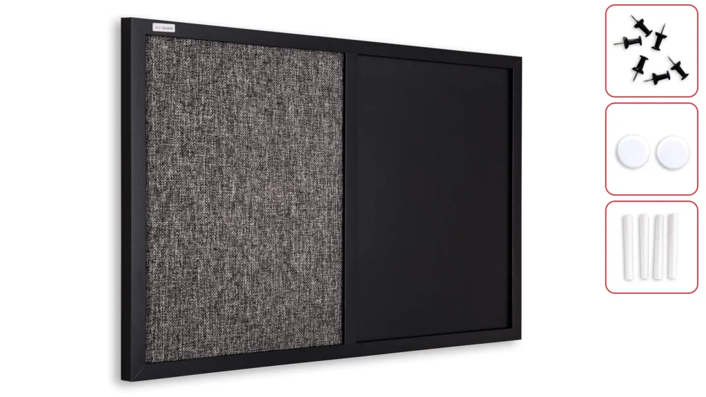 Felt Boards and Magnetic Chalkboard COMBI 60x40 cm in Black Wooden Frame