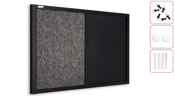 Felt Boards and Magnetic Chalkboard COMBI 60x40 cm in Black Wooden Frame