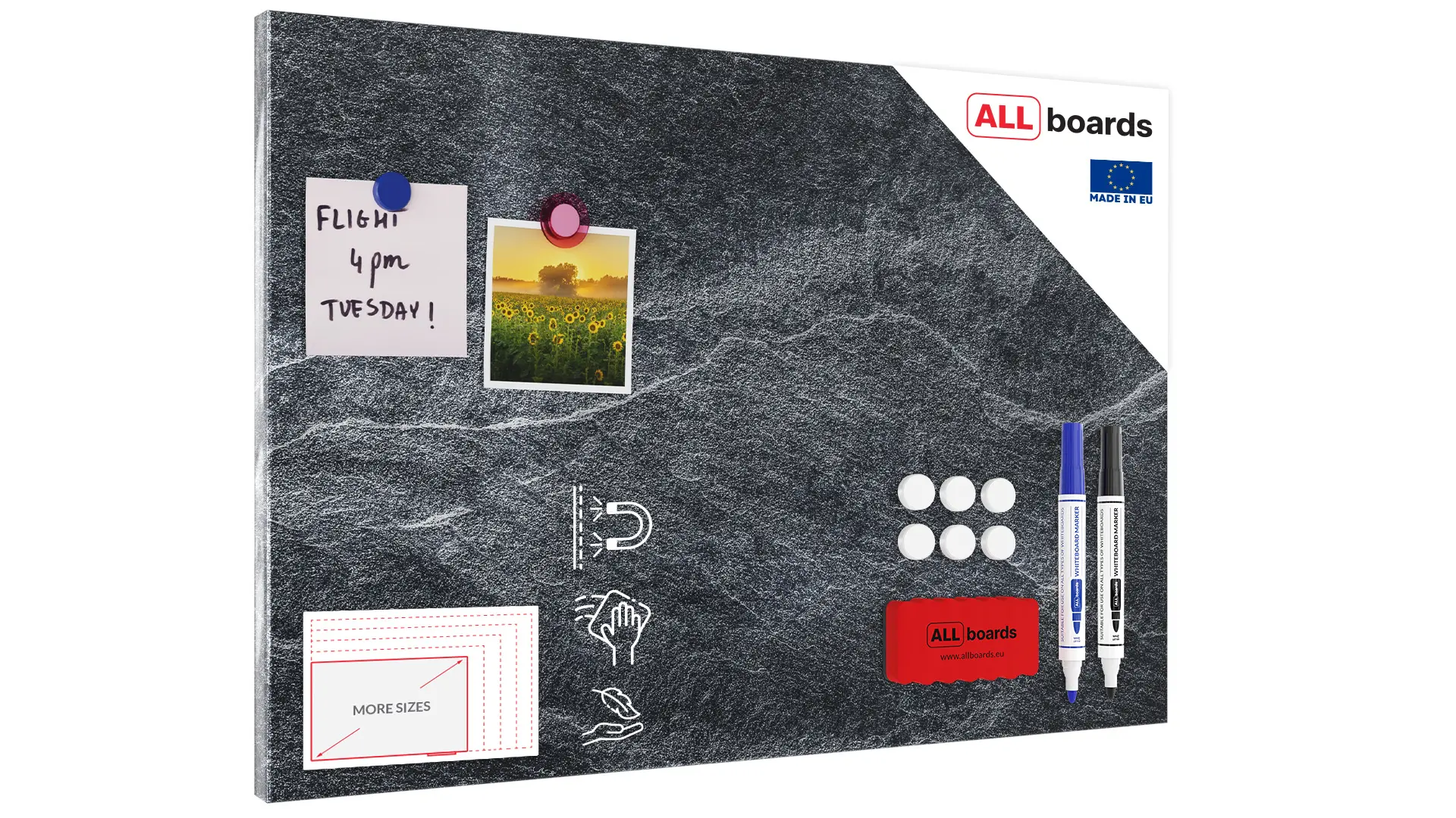 Magnetic METALboards, DARK STONE 60x40 cm + FREE Accessories Set