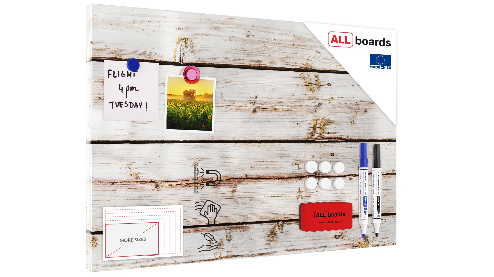 Magnetic METALboards, PLANKS IN WHITE 60x40 cm + FREE Accessories Set