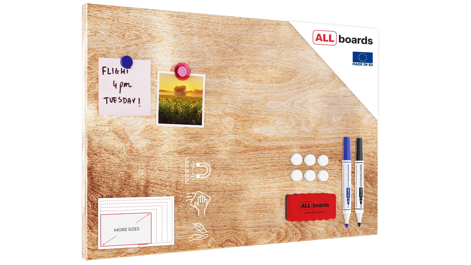 Magnetic METALboards, SOLID WOOD 60x40 cm + FREE Accessories Set