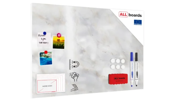 Magnetic METALboards, MARBLE 90x60 cm + FREE Accessories Set