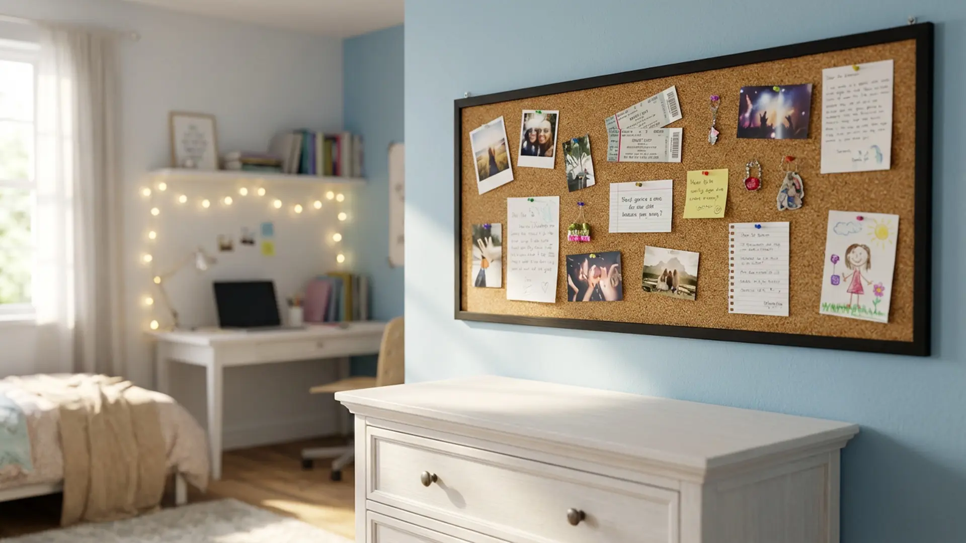 Cork Noticeboard 100x40 cm in BLACK Wooden Frame + FREE Accessories - Image 4
