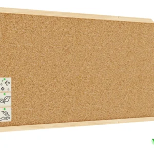 Cork Noticeboard 100x40 cm in Natural Wooden Frame + FREE Accessories