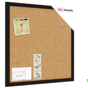 Cork Noticeboard 40x40 cm in BLACK Wooden Frame + FREE Accessories