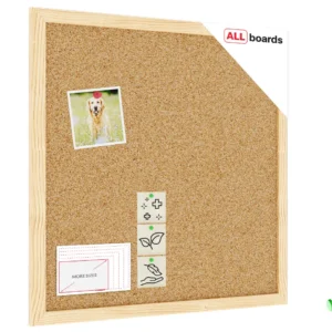 Cork Noticeboard 40x40 cm in Natural Wooden Frame + FREE Accessories