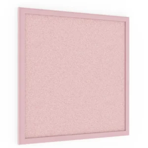 Cork noticeboard with pink cork surface, 40x40 cm, wooden frame lacquered in pink