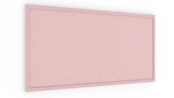 Cork noticeboard with pink cork surface, 80x40 cm, wooden frame lacquered in pink