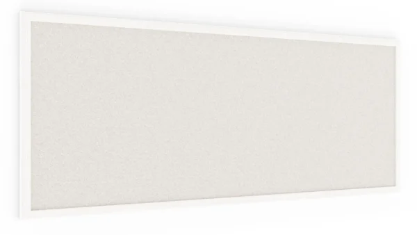 Cork noticeboard with white cork surface, 100x40 cm, wooden frame lacquered in white