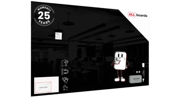 Magnetic glass board 200x120 cm BLACK + with Bonus Accessories