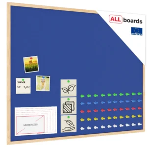 Fabric (Felt) Notice Board – 100x80 cm | BLUE | Wooden Frame