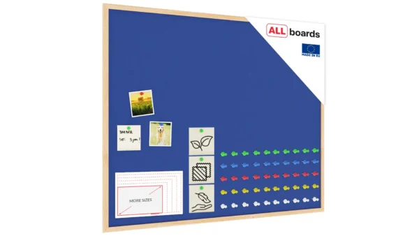 Fabric (Felt) Notice Board – 100x80 cm | BLUE | Wooden Frame