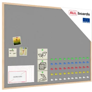 Fabric (Felt) Notice Board – 120x90 cm | Grey | Wooden Frame