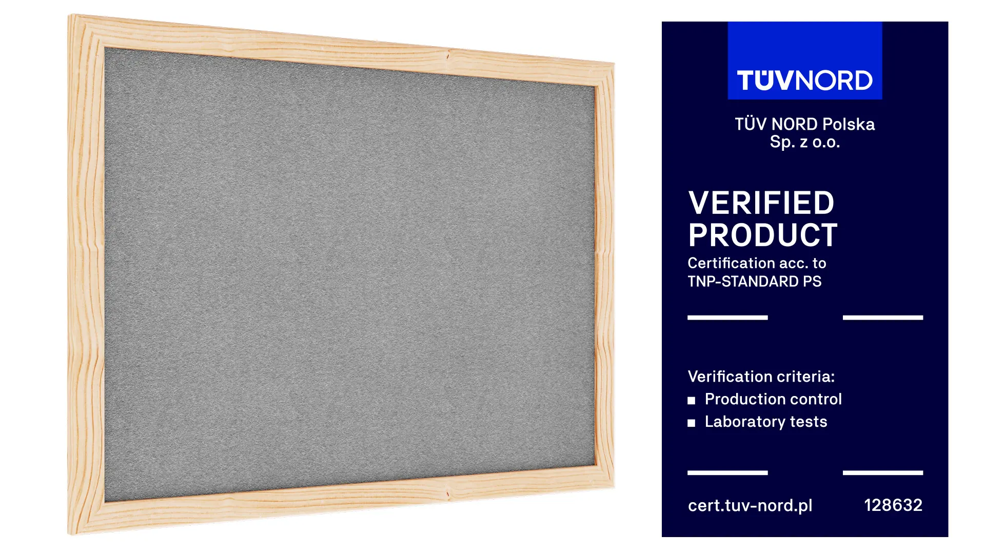 Fabric (Felt) Notice Board – 40x30 cm | Grey | Wooden Frame - Image 2