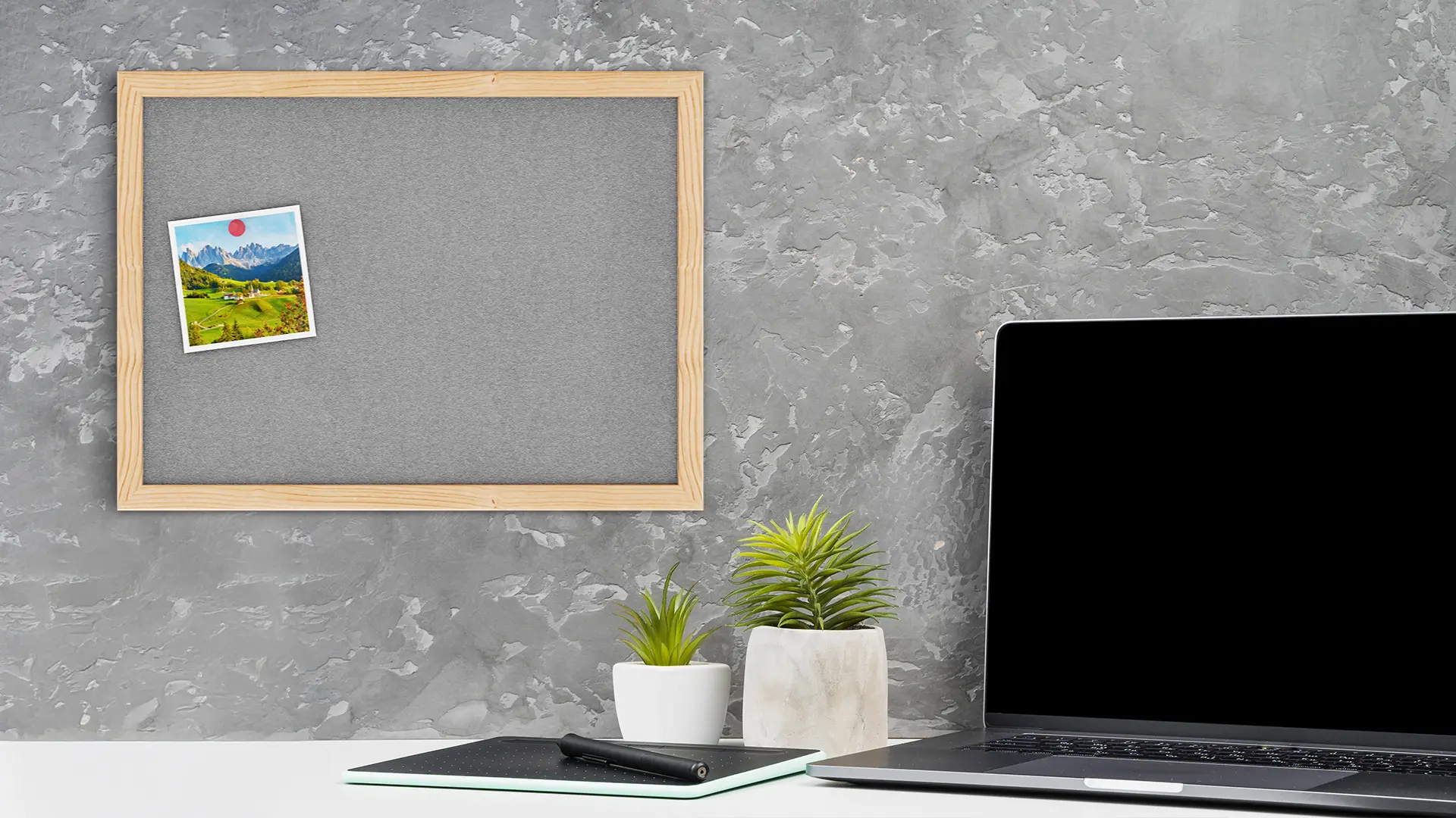 Fabric (Felt) Notice Board – 40x30 cm | Grey | Wooden Frame - Image 8