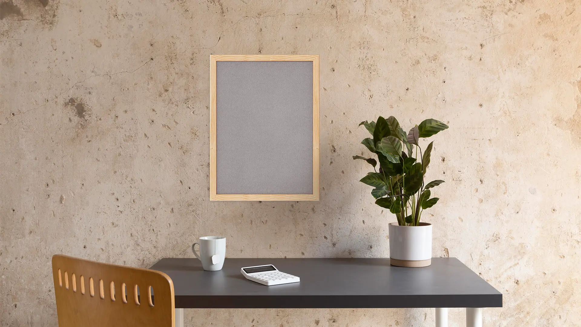 Fabric (Felt) Notice Board – 40x30 cm | Grey | Wooden Frame - Image 9