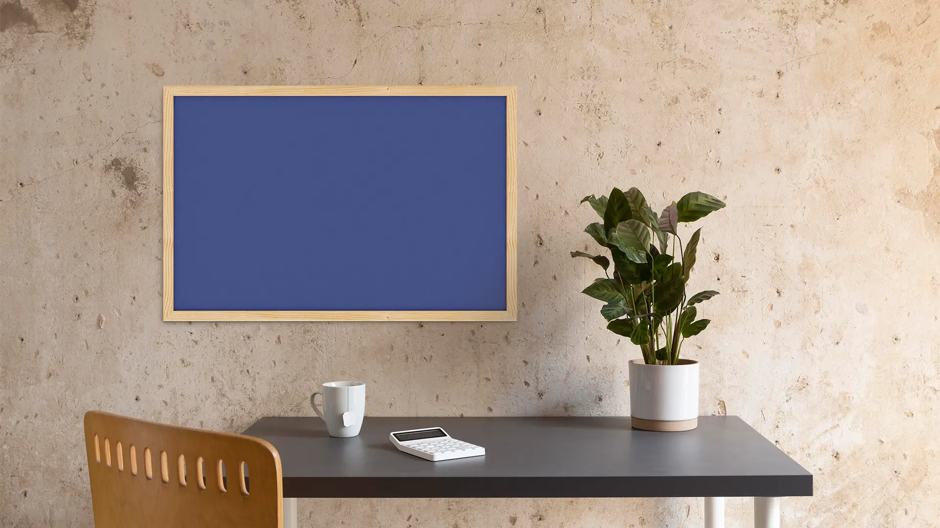 Fabric (Felt) Notice Board – 60x40 cm | BLUE | Wooden Frame - Image 9