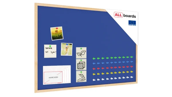 Fabric (Felt) Notice Board – 90x60 cm | BLUE | Wooden Frame