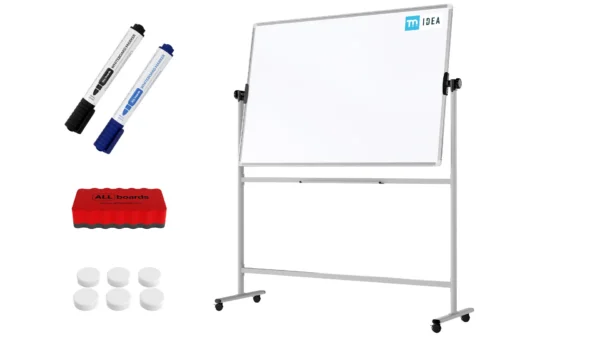 TM Idea Mobile Whiteboard – Double-Sided, Rotating, Magnetic, Dry-Wipe – 150x100 cm - FLEX Series