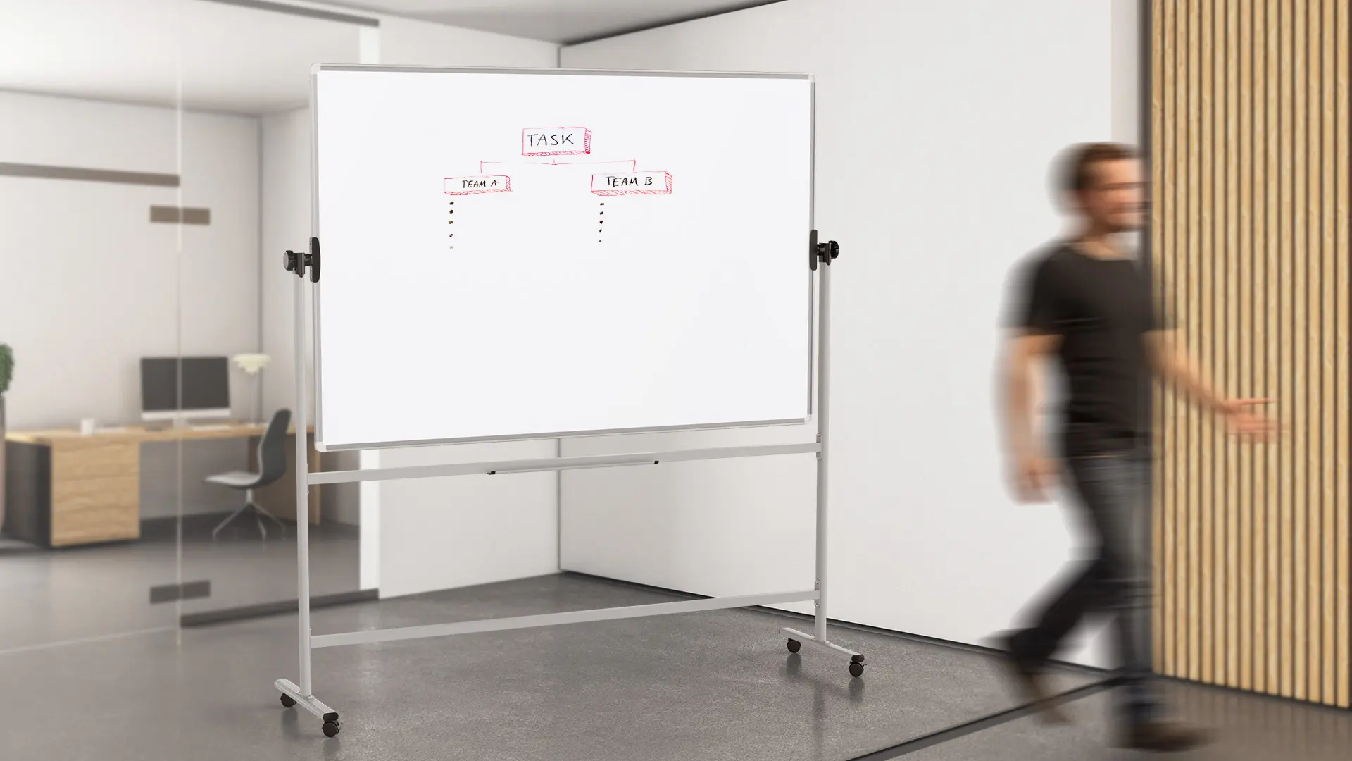 TM Idea Mobile Whiteboard – Double-Sided, Rotating, Magnetic, Dry-Wipe – 180x120 cm - FLEX Series - Image 3