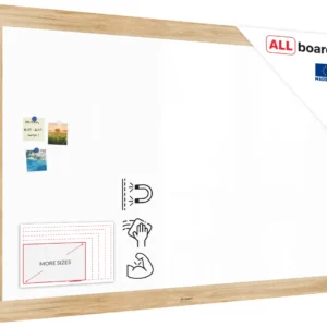 PREMIUM Magnetic Dry-Wipe Whiteboard 180x120 cm with Solid Oak-Effect Frame
