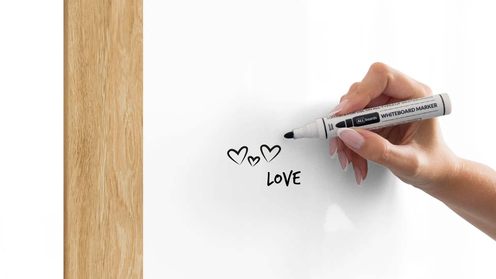 PREMIUM Magnetic Dry-Wipe Whiteboard 180x120 cm with Solid Oak-Effect Frame - Image 4