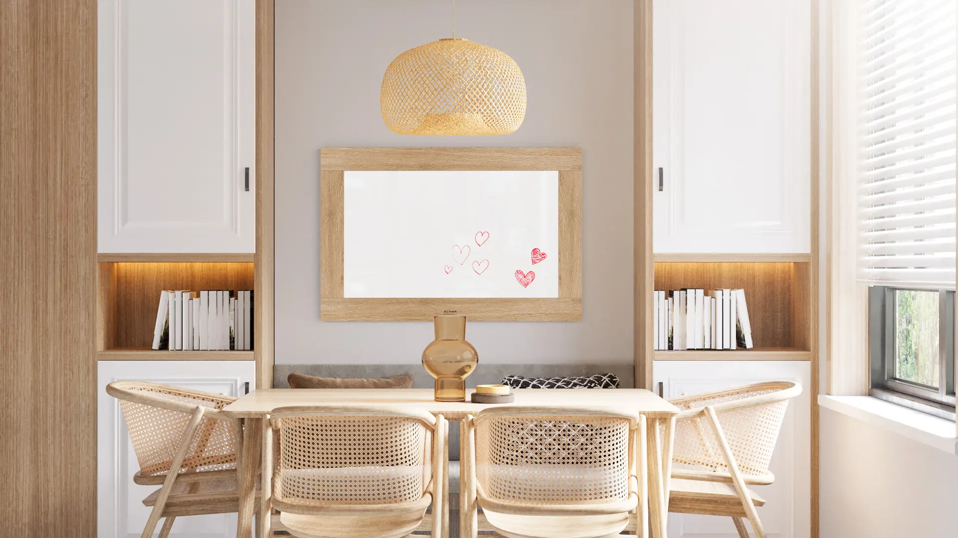 PREMIUM Magnetic Dry-Wipe Whiteboard 90x60 cm with Solid Oak-Effect Frame - Image 8