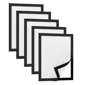 Set of 5 Self-Adhesive Sleeves with Black Frame A4