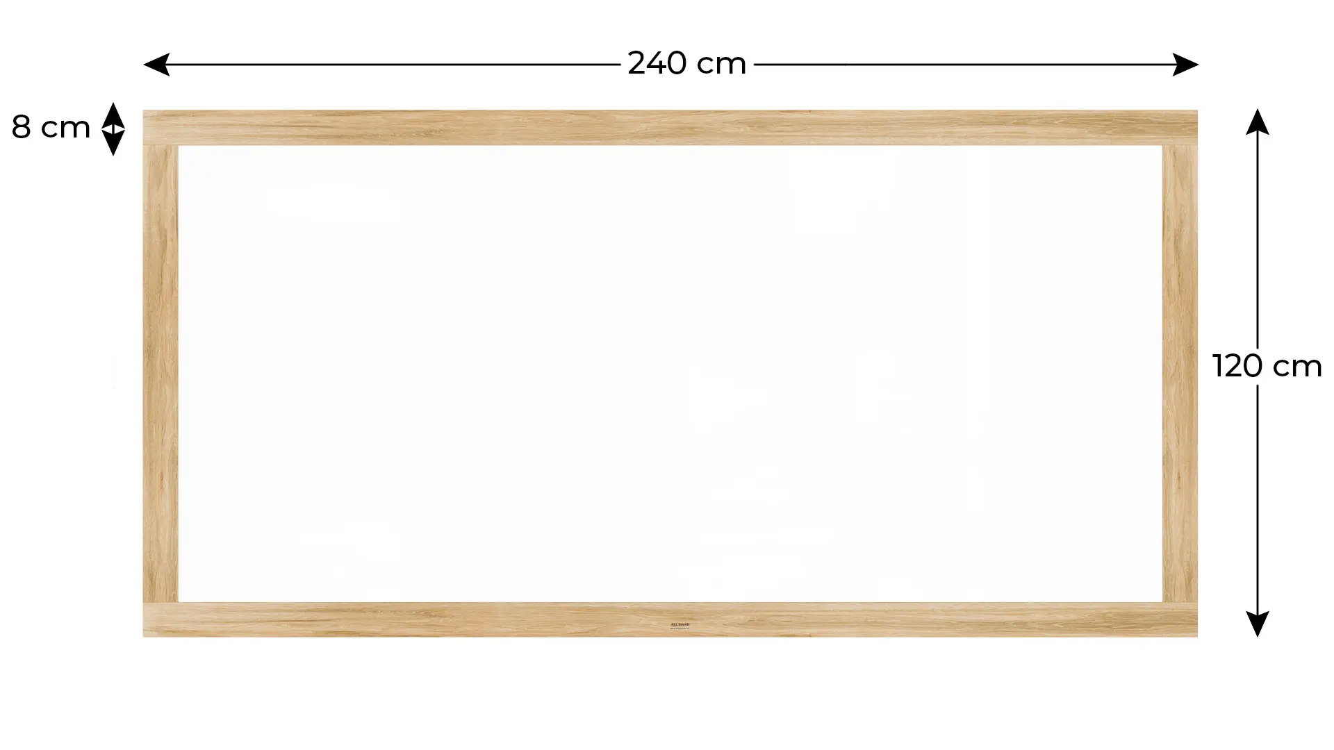 PREMIUM Magnetic Dry-Wipe Whiteboard 240x120 cm with Solid Oak-Effect Frame