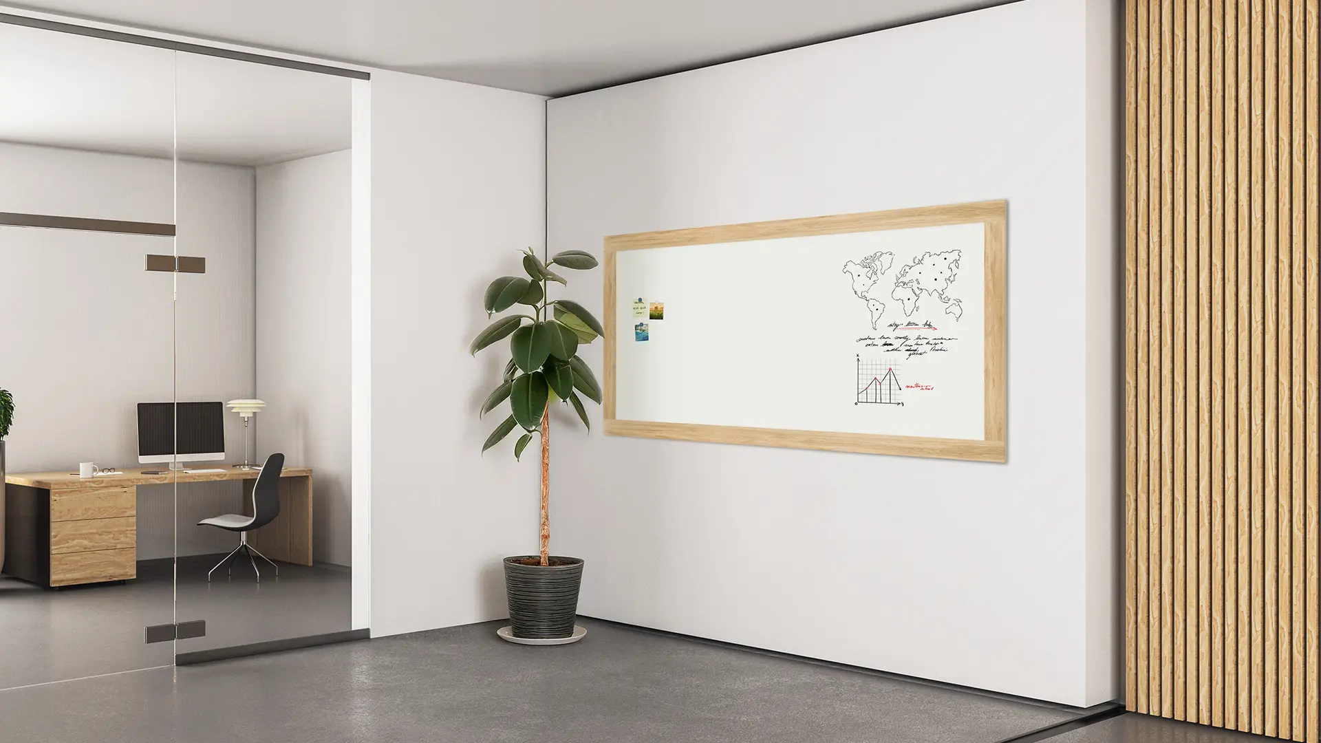PREMIUM Magnetic Dry-Wipe Whiteboard 240x120 cm with Solid Oak-Effect Frame - Image 8