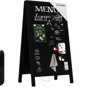 Magnetic Waterproof Chalk A-Board / Pavement Sign 80x45 cm – BLACK FRAME + FREE ACCESSORIES