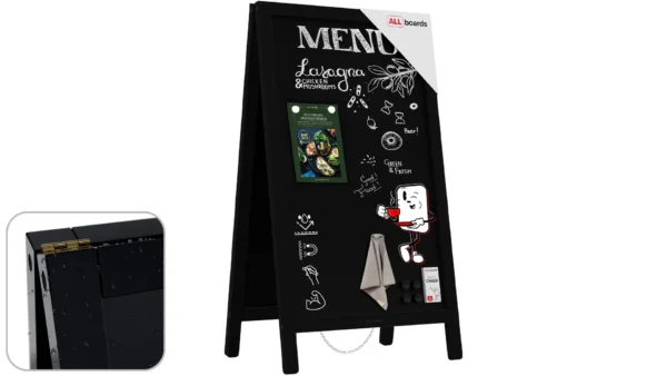 Magnetic Waterproof Chalk A-Board / Pavement Sign 80x45 cm – BLACK FRAME + FREE ACCESSORIES